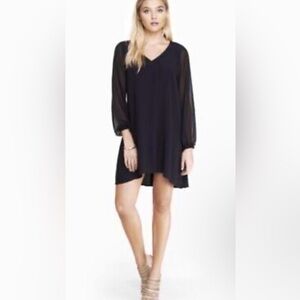 Express Black Poet Sleeve Hi-Lo Hem Trapeze Dress XS